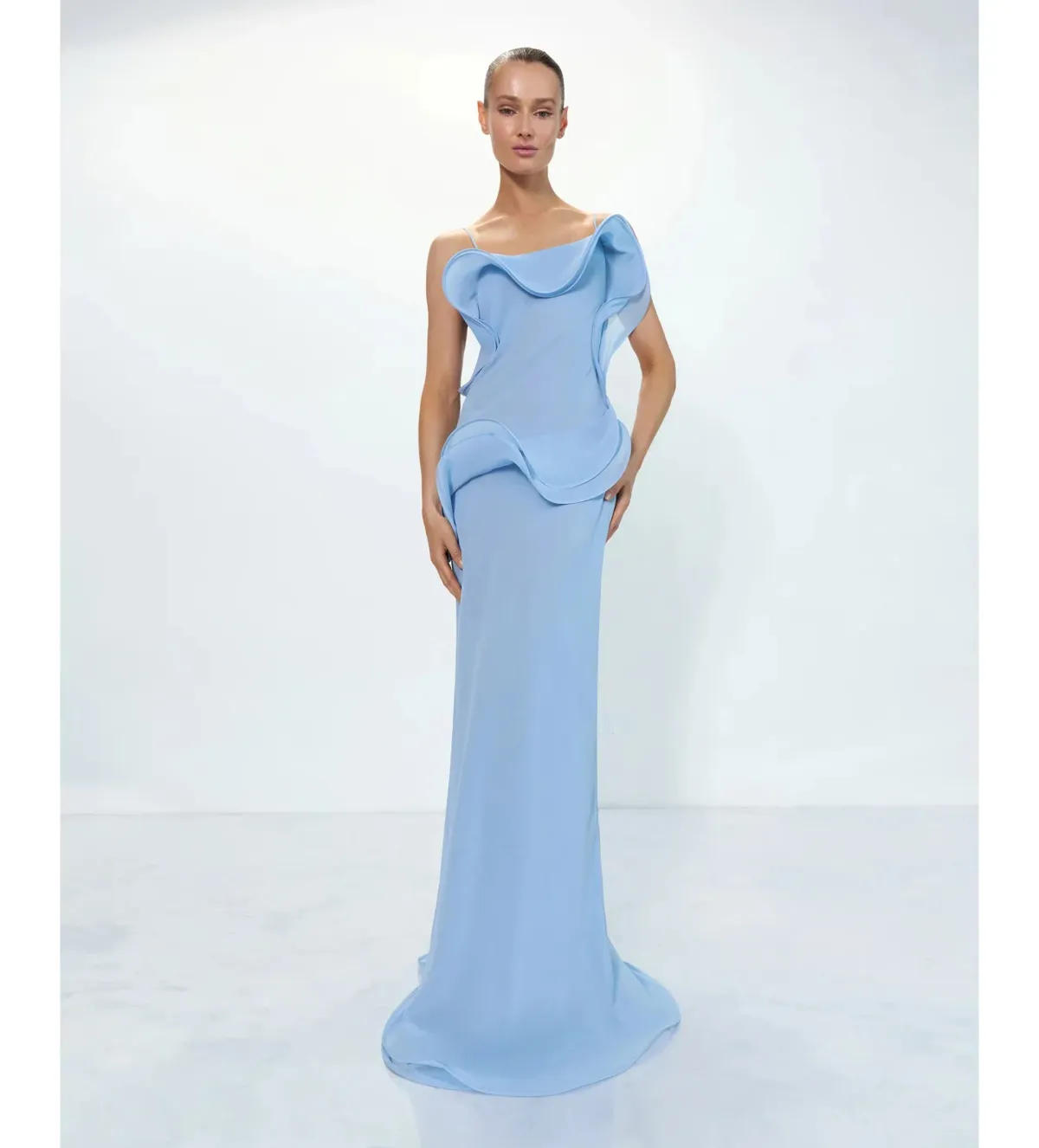 Selezza London Chiffon Maxi Dress Baby Blue Size AU 6 - Image 1