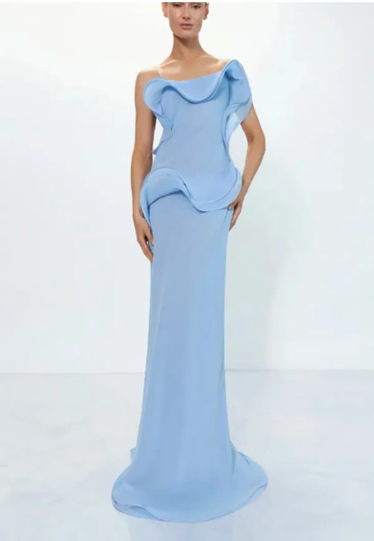Selezza London Chiffon Maxi Dress Blue Size AU 8 - Image 1