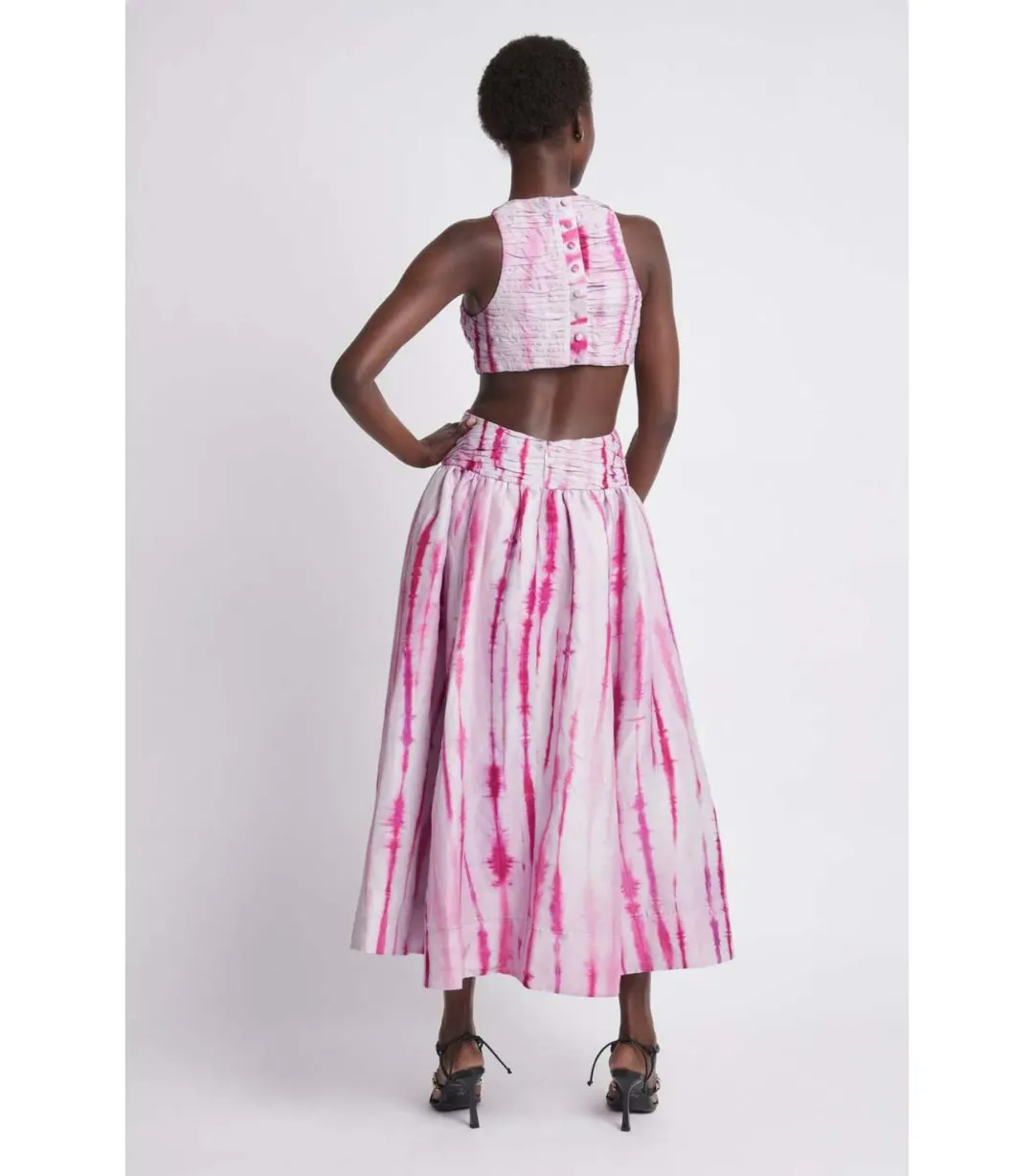 Aje Introspect Ripple Cut Out Midi Dress in Ripple Tie Dye Size AU 6 for rent on The Volte - main image