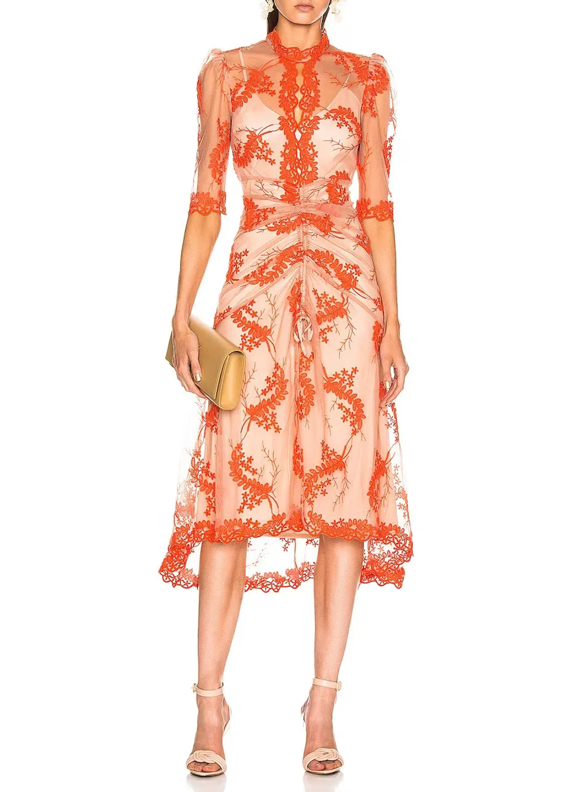 Alice McCall Honeymoon Midi Dress Orange/Nude Size 6 for rent on The Volte - main image