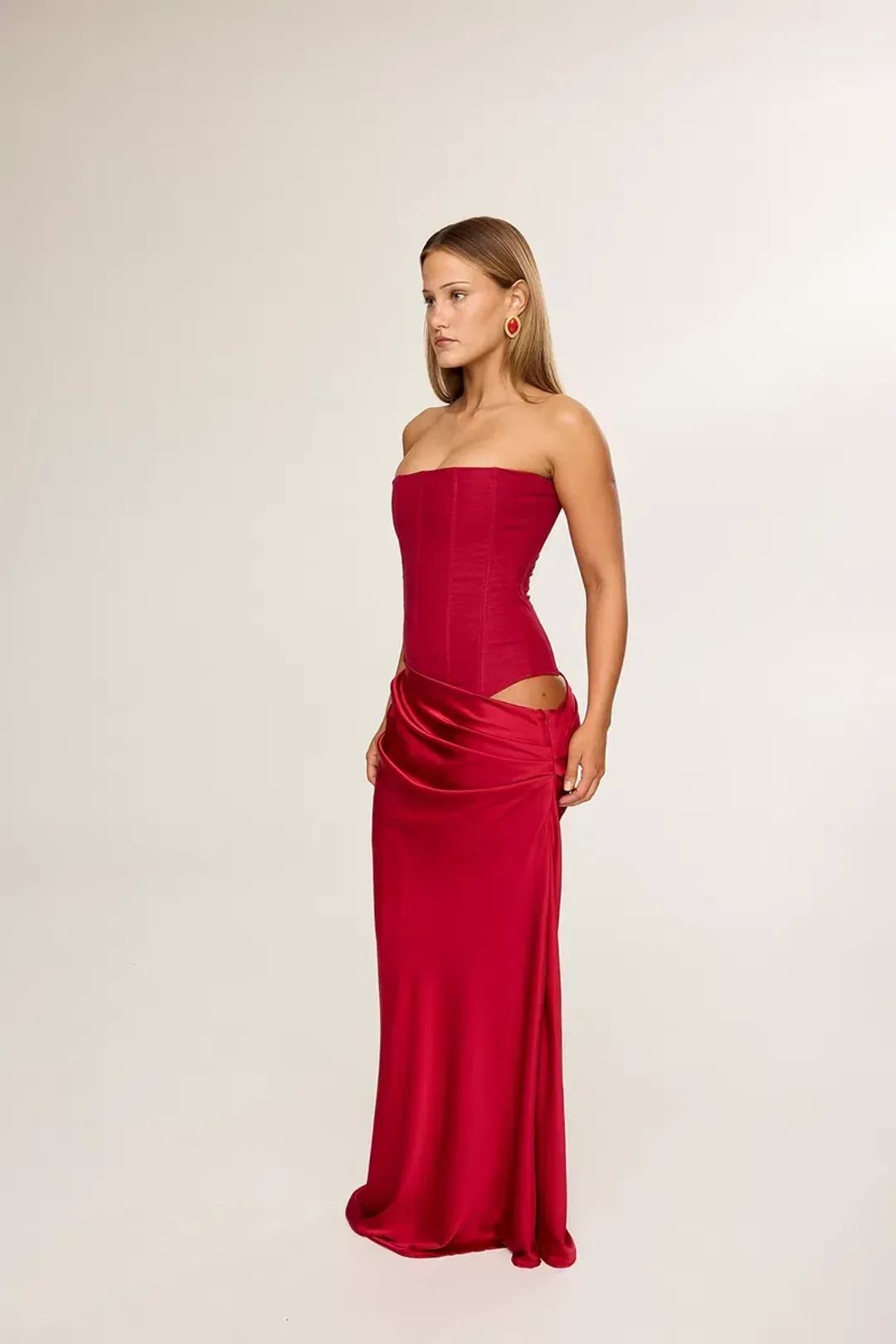 HNTR The Label Huxley Gown Wine Size AU 8 for rent on The Volte - main image
