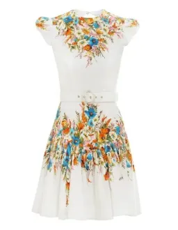 Zimmermann Estelle Tie Mini Dress Cream Floral Size AU 14 for rent on The Volte - image 3
