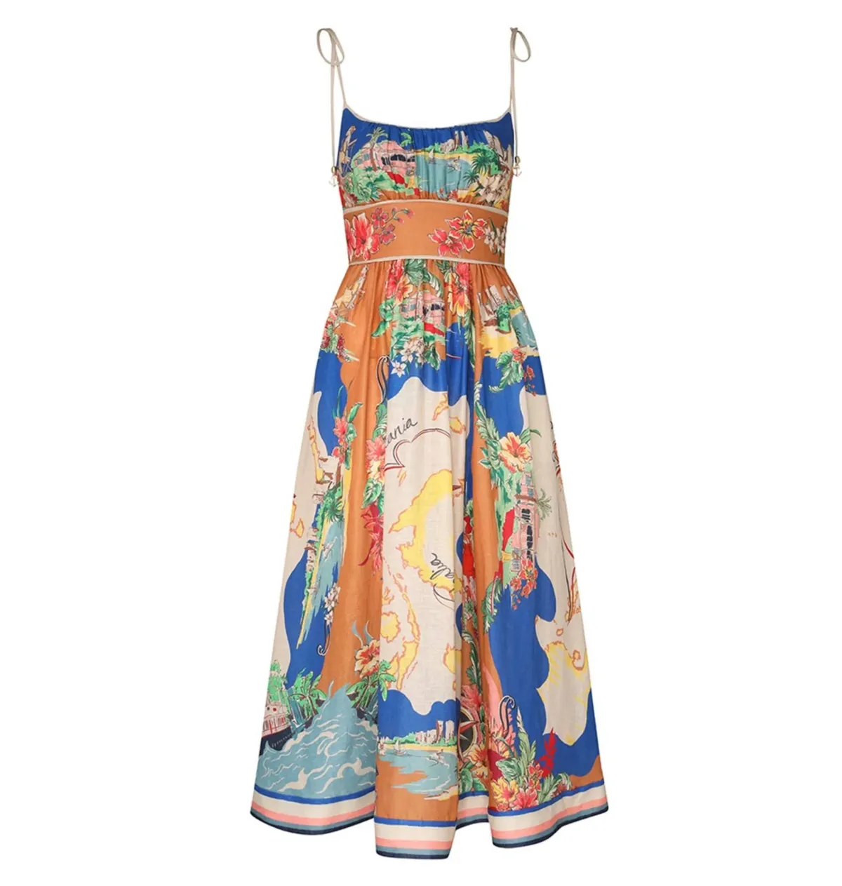 Zimmermann Alight Picnic Midi Dress Nautical Map Print Size 2 / AU 12 - Image 4