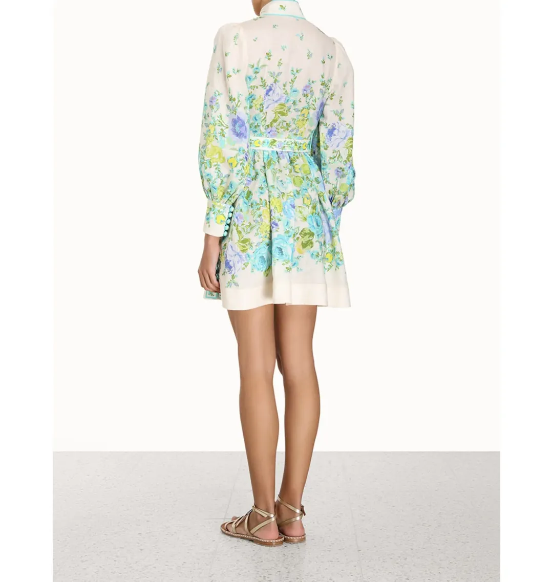 Zimmermann Raie Buttoned Mini Dress Floral Size 3 / AU 14 for rent on The Volte - main image