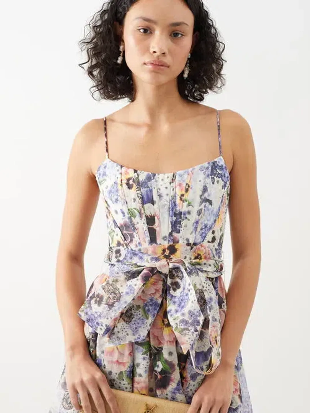 Zimmermann Tama Corset Midi Dress Floral Size 3 / AU 14 for rent on The Volte - main image