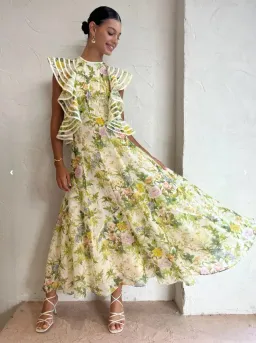 Alemais Eden Flounce Midi Dress Multi Size 6 for rent on The Volte - image 2