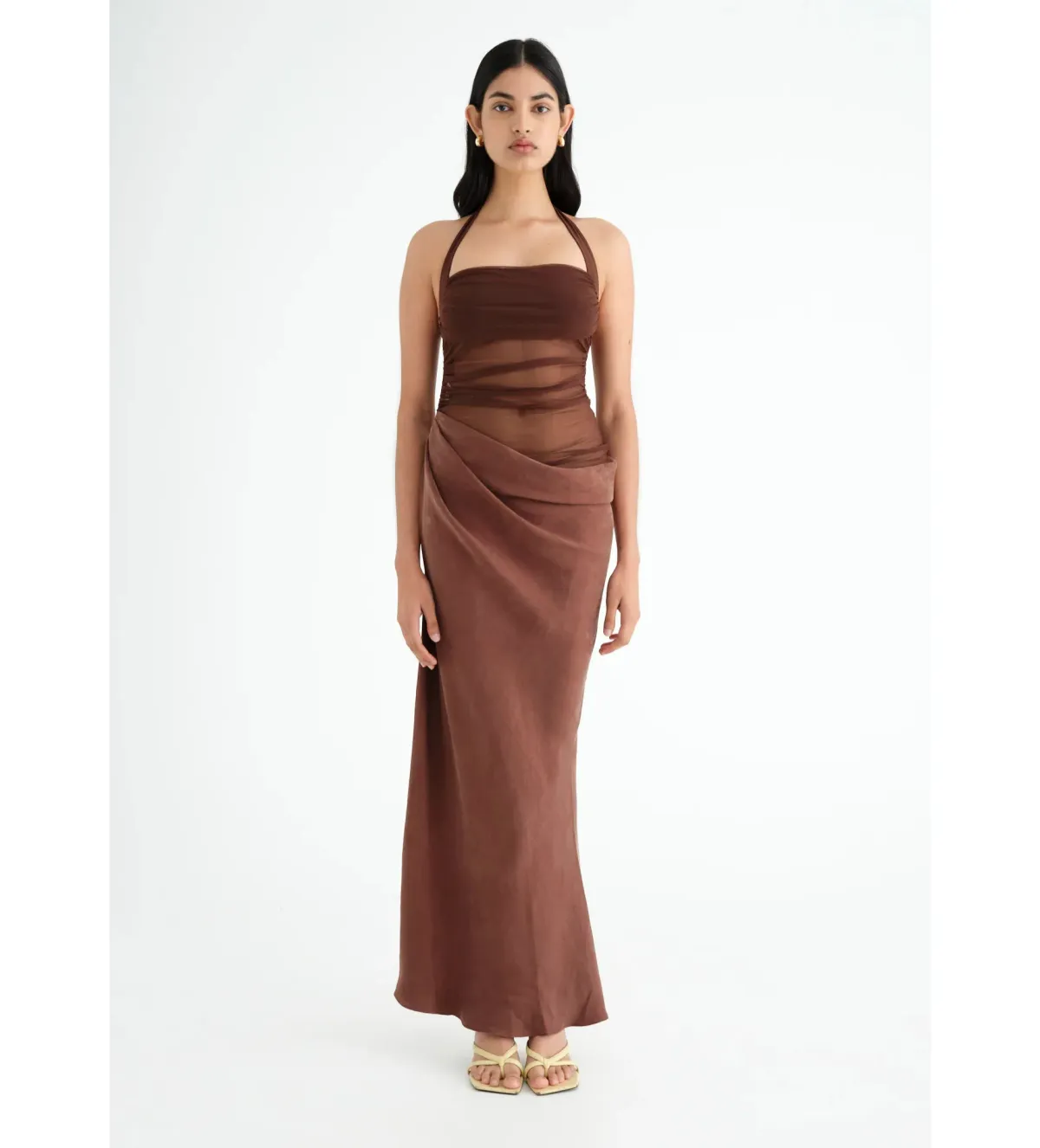 Benni Gina Halter Maxi Dress in Chocolate Size XL / AU 14 - Image 1