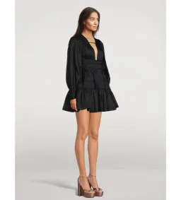 Aje Fallingwater Fallingwater Gathered Mini Dress in Black Size S / AU 8 for rent on The Volte - image 2