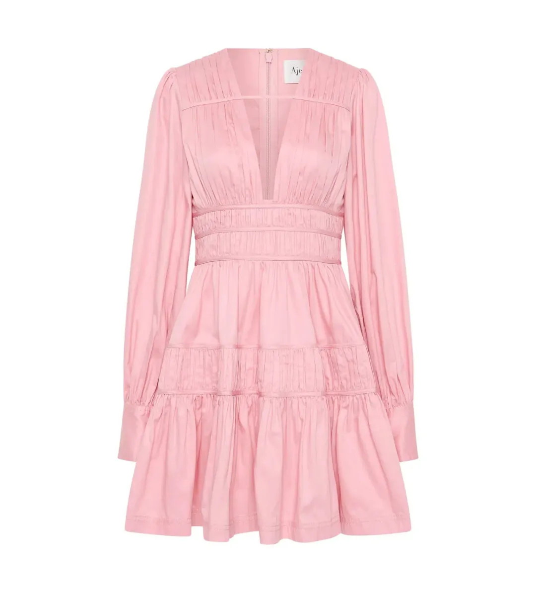 Aje Fallingwater Gathered Mini Dress in Powder Pink Size S / AU 8 for rent on The Volte - main image