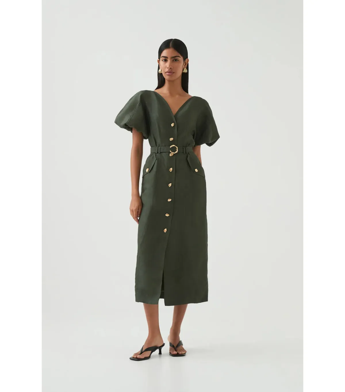 Aje Paloma Utility Midi Dress Midnight Green Size 10 - Image 2