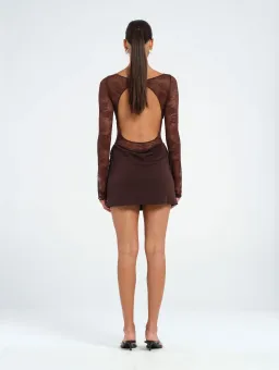 Benni Oskar Mini Dress in Chocolate Brown Size S / AU 8 for rent on The Volte - image 2