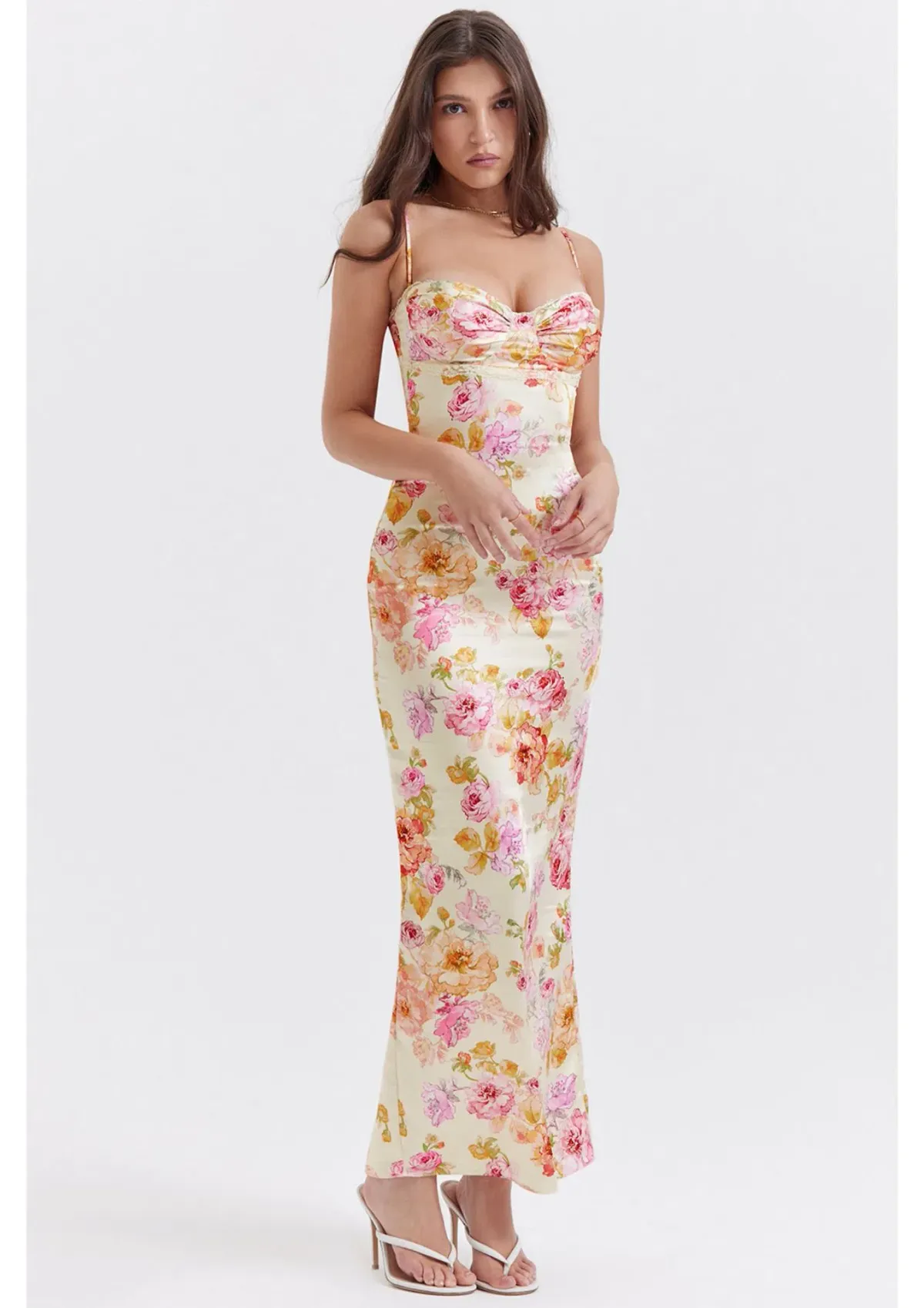 House of CB Josefina Maxi Dress in Ivory Floral Size S / AU 8 for rent on The Volte - main image