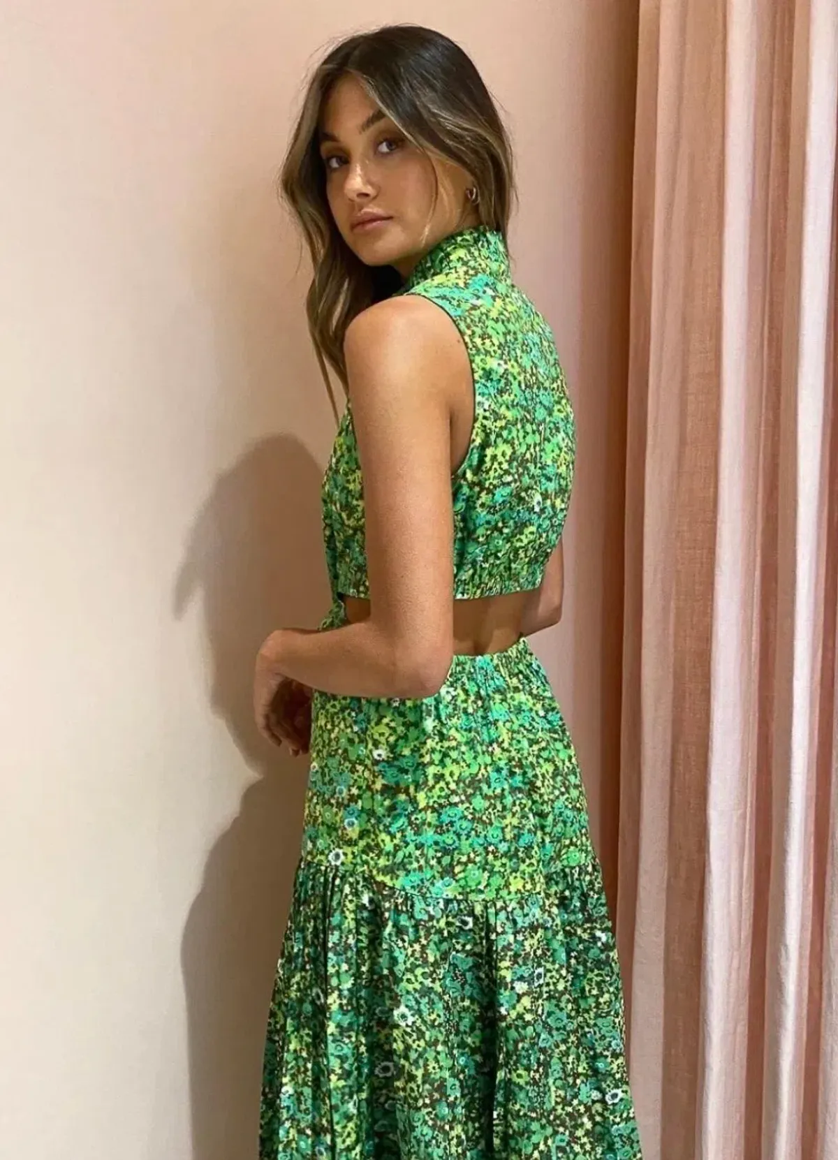 Alemais Phyllis High-Neck Dress Green Size 10 - Image 2
