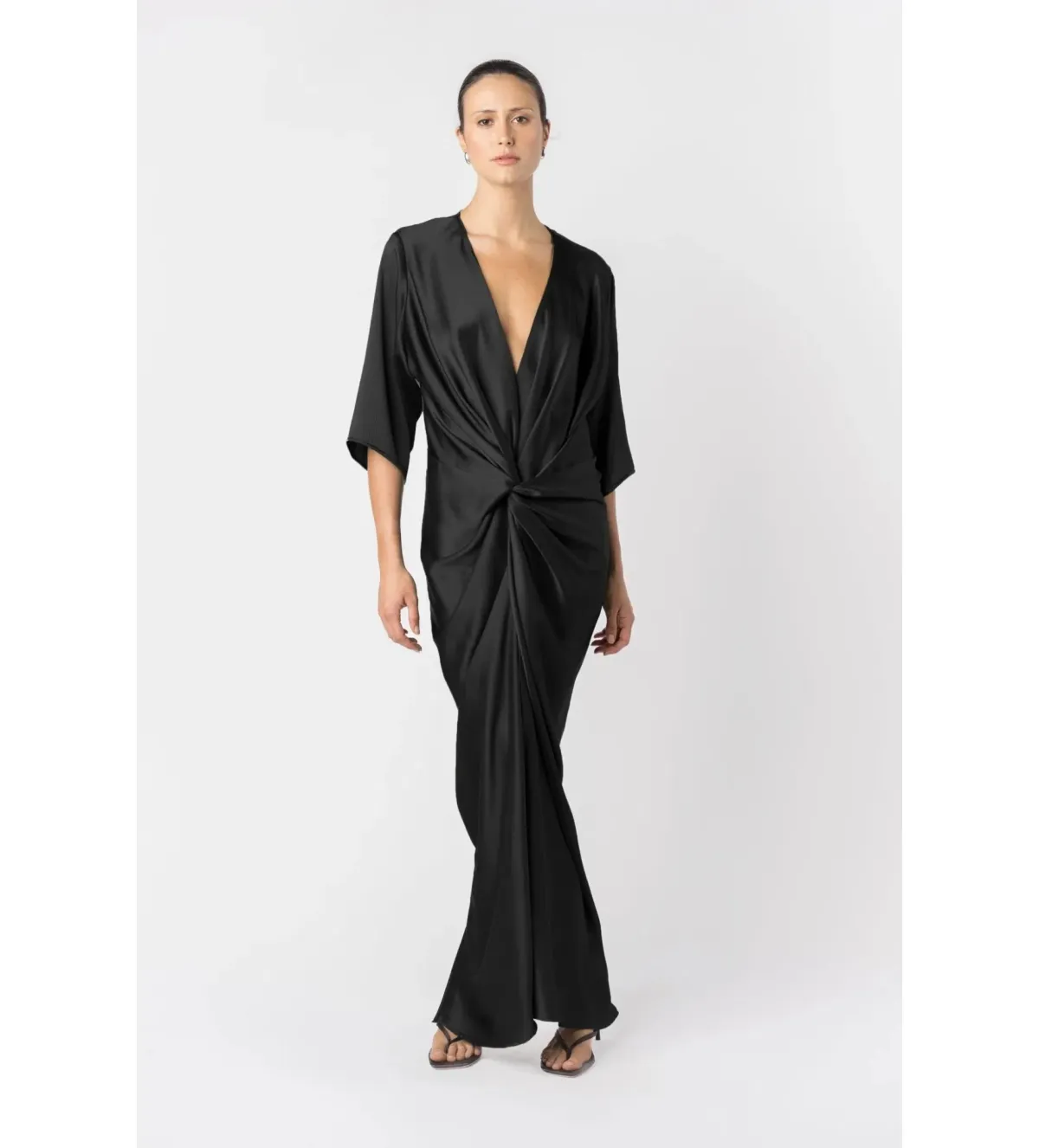 One Fell Swoop Alex Kimono Maxi Dress Obsidian Size AU 10 for rent on The Volte - main image