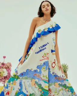 Alemais Nadia One Shoulder Ruffle Midi Dress Multi Size AU 16 for rent on The Volte - image 4