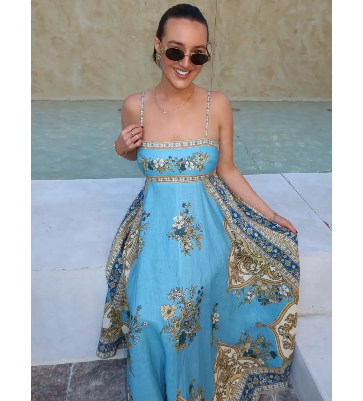 Alemais La Sirena Exclusive Cassie Sundress in Blue Size 16 - Image 3