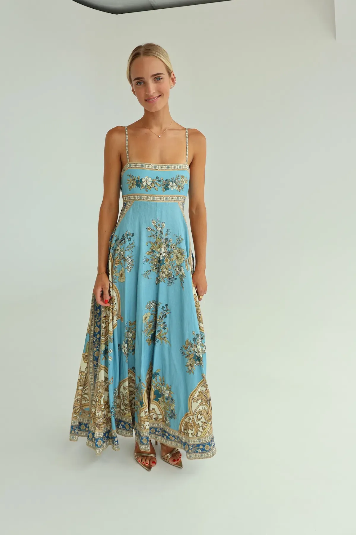 Alemais Cassie Midi Sundress Blue Print Size 8 for rent on The Volte - main image