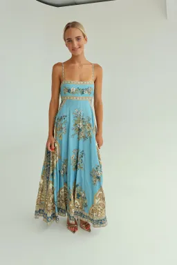 Alemais Cassie Midi Sundress Blue Print Size 8 for rent on The Volte - image 1