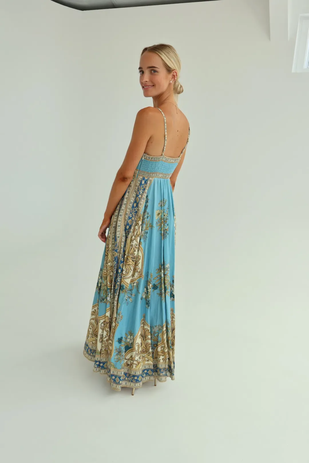 Alemais La Sirena Exclusive Cassie Sundress Maxi Dress Print Size 10 for rent on The Volte - main image