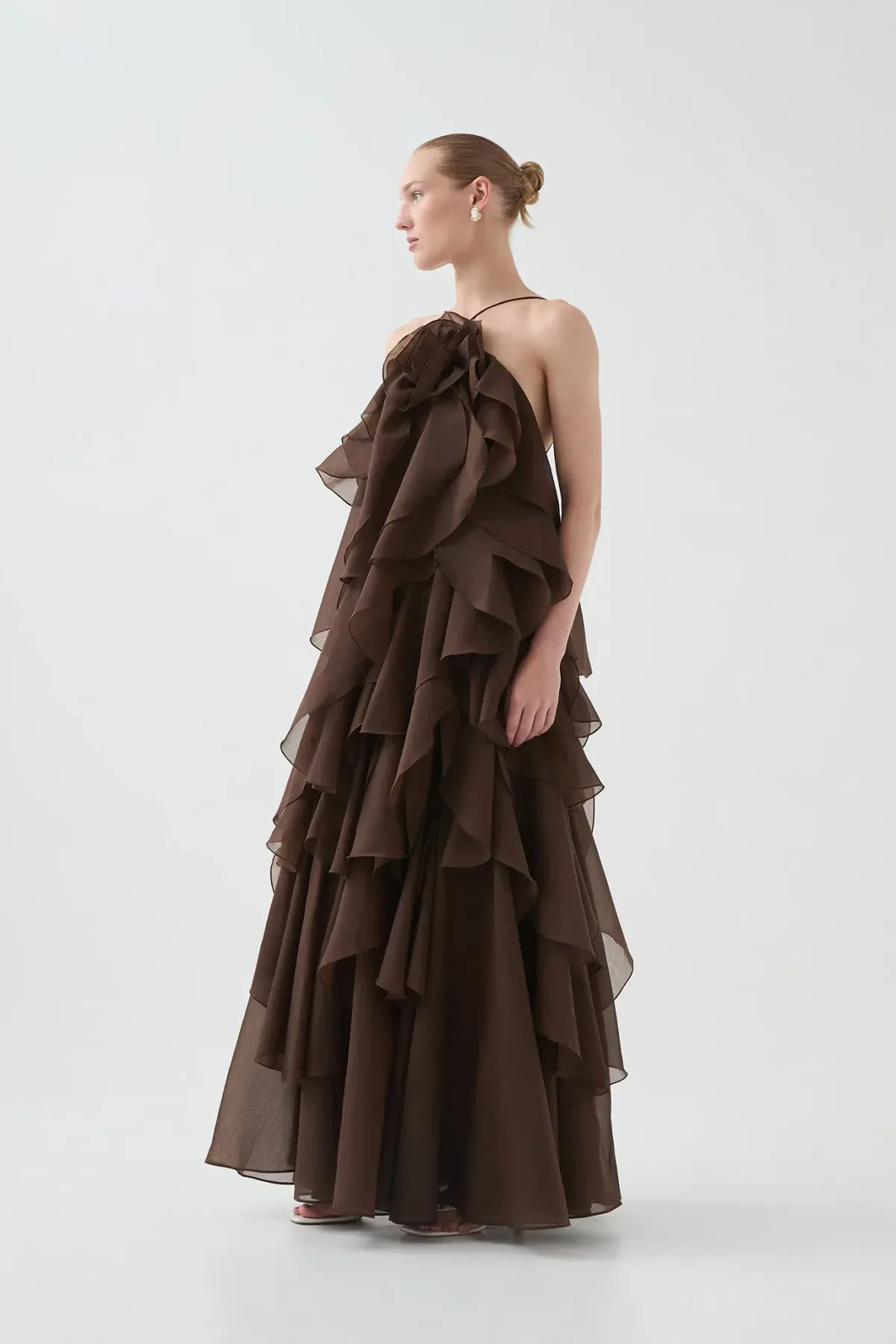 Aje Pandorea Layered Maxi Dress Carob Brown Size 16 - Image 2