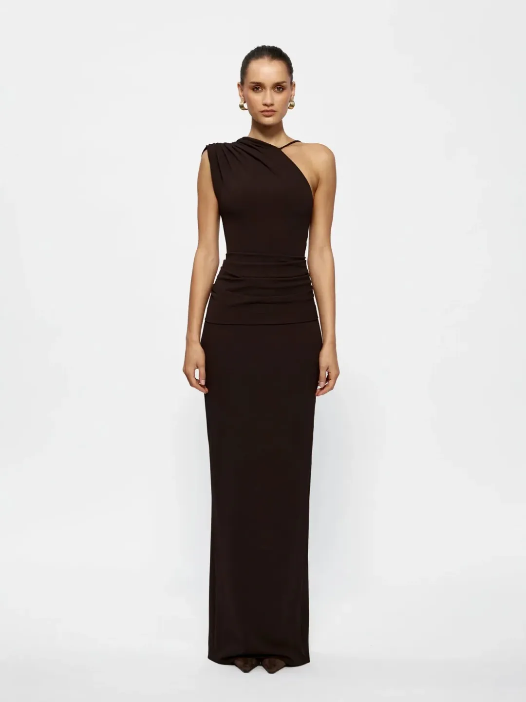 Effie Kats Greer Gown Coffee Brown Size 6 for rent on The Volte - main image
