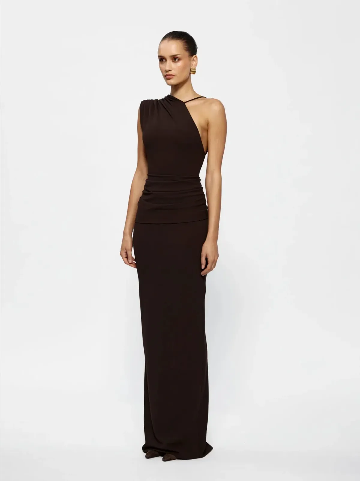 Effie Kats Greer Gown Coffee Brown Size 6 - Image 3