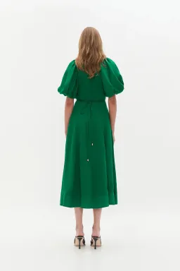 Aje Alma Midi Dress Green Sapphire Size 12 for rent on The Volte - image 7