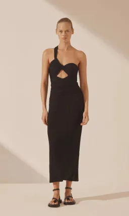 Shona Joy Yvette One Shoulder Midi Dress Black Size 14 for rent on The Volte - image 1