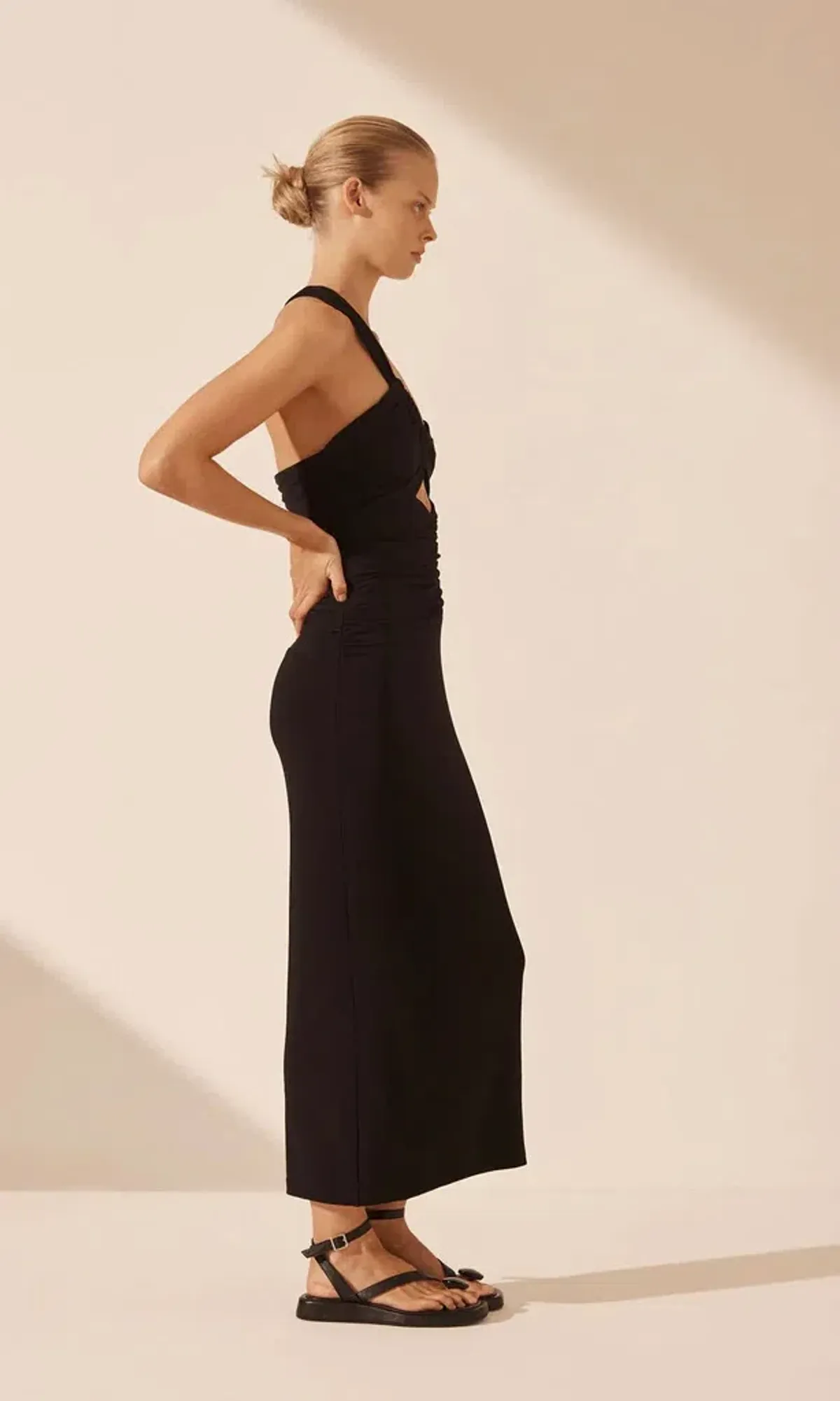 Shona Joy Yvette One Shoulder Midi Dress Black Size 14 - Image 3