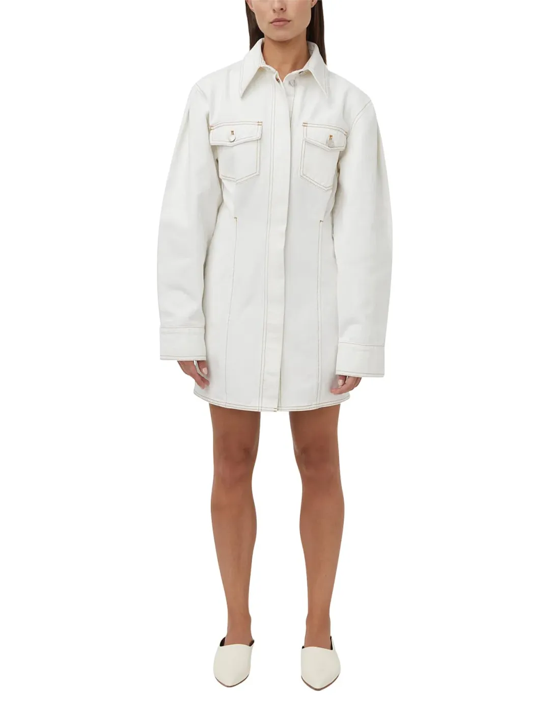 Camilla and Marc Malena Mini Dress White Denim Size 10 for rent on The Volte - main image