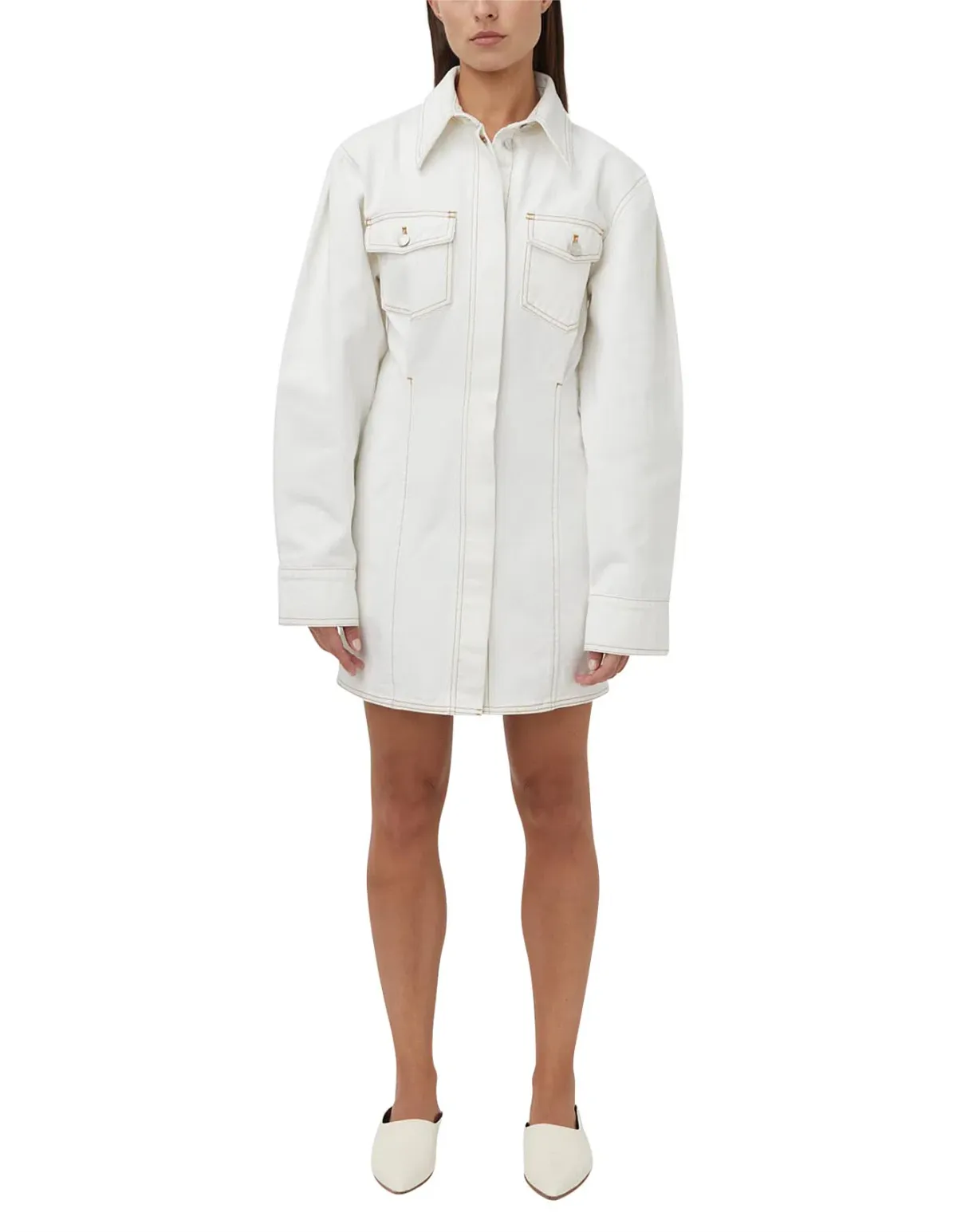 Camilla and Marc Malena Mini Dress White Denim Size 10 for rent on The Volte - main image