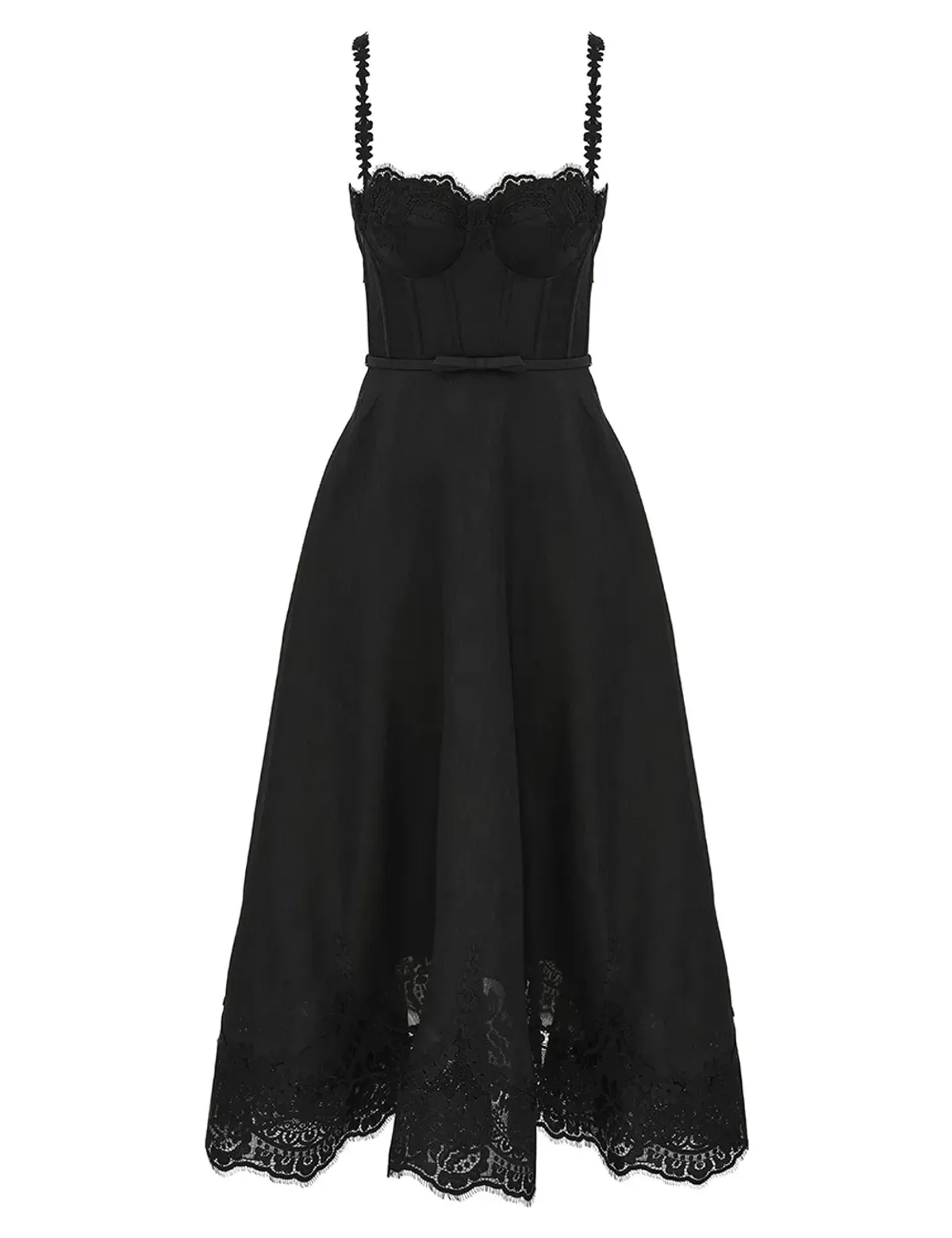 Zimmermann Hypnotic Lace Trim Midi Gown in Black Size 2 / AU 12 - Image 4