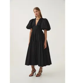 Aje Fallingwater Ruched Midi Dress in Black Size S / AU 8 for rent on The Volte - image 3