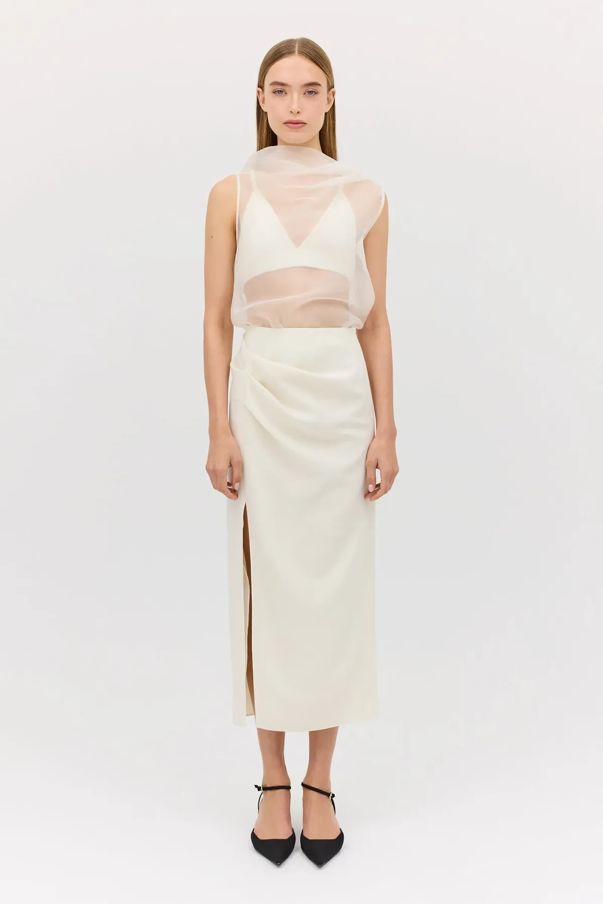 Bianca Spender Cream Organza Cezanne Top Size 10/M - Image 4