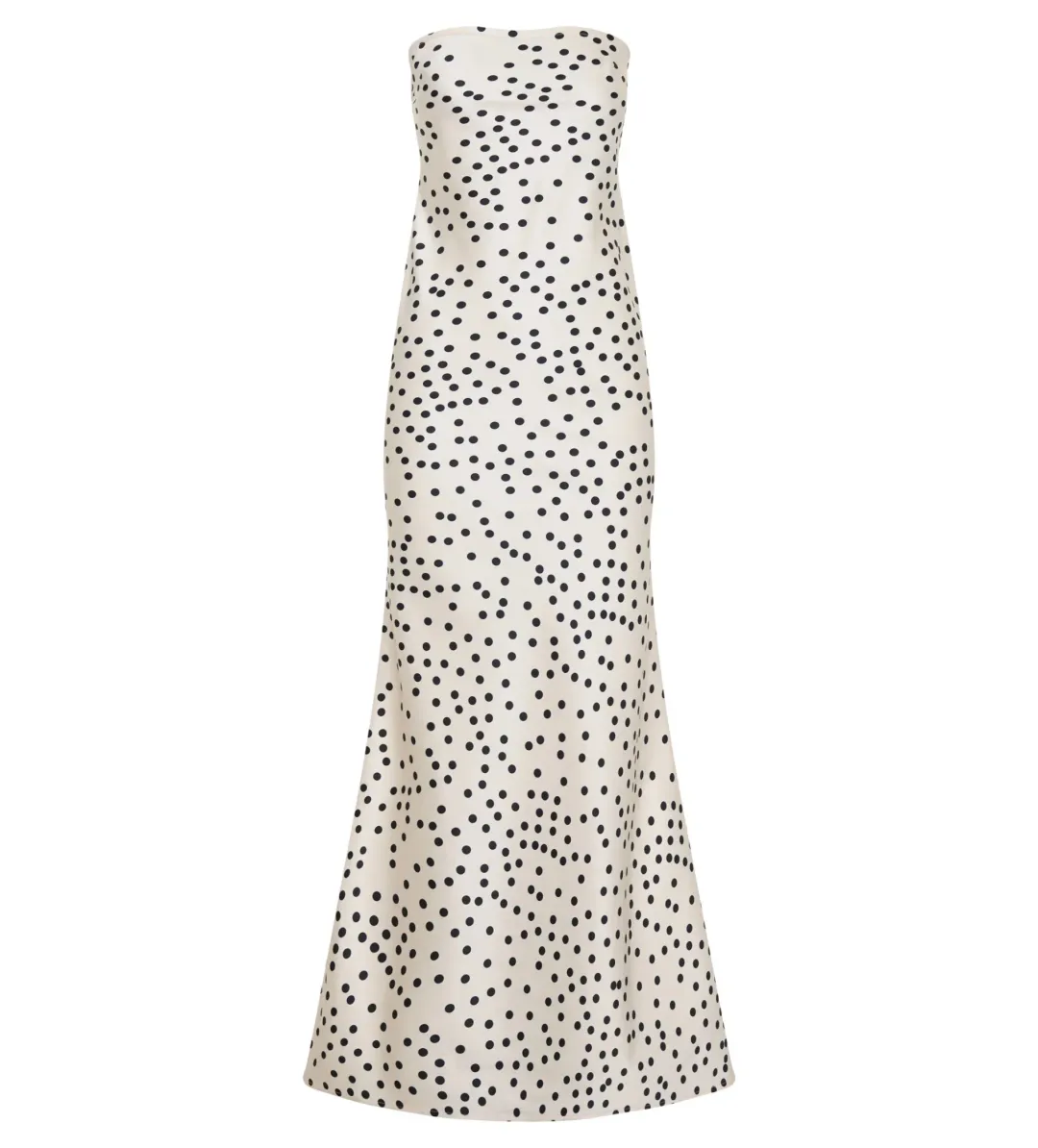 Claudette Strapless Satin Maxi Dress Polka Dot Print Size S AU 8 — Cocktail, Evening, Formal, Wedding Guest for rent on The Volte - main image