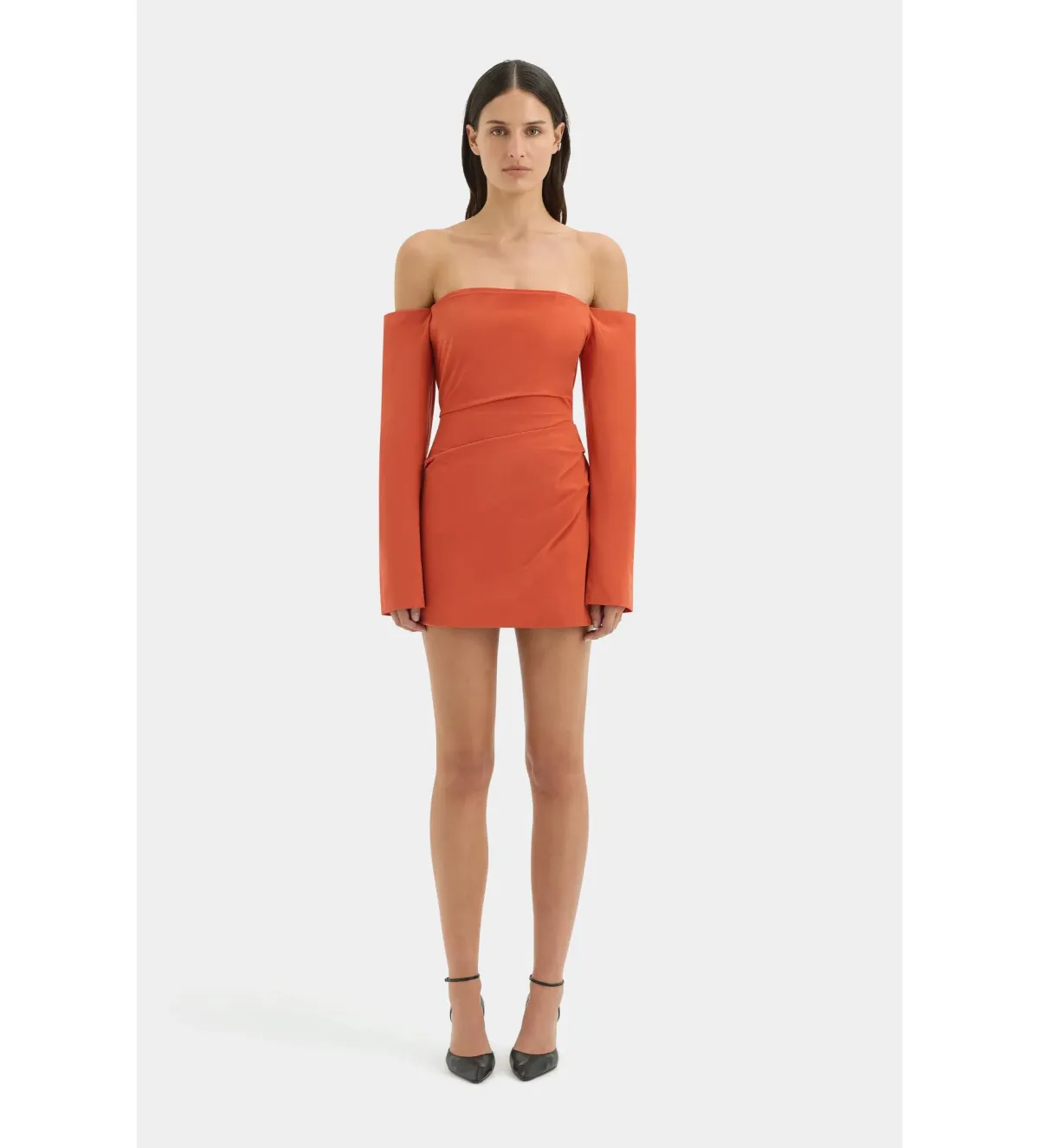 Sir the Label Rossana Off Shoulder Mini Dress Terracotta Size 2 AU 10 - Image 1