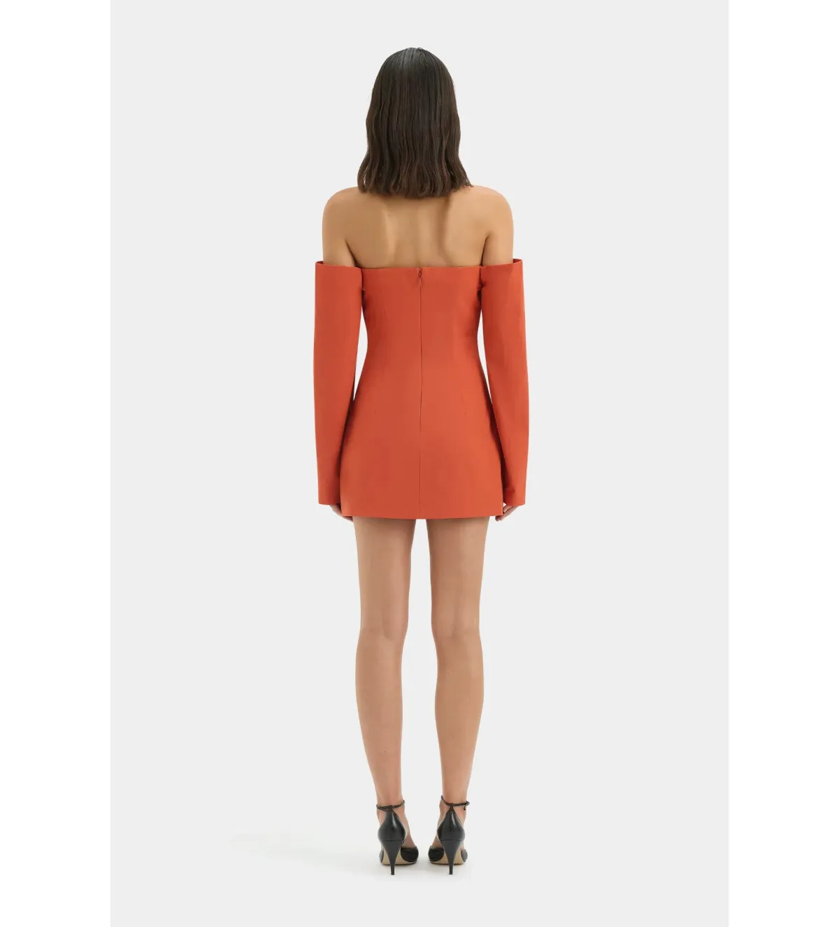 Sir the Label Rossana Off Shoulder Mini Dress Terracotta Size 2 AU 10 - Image 3