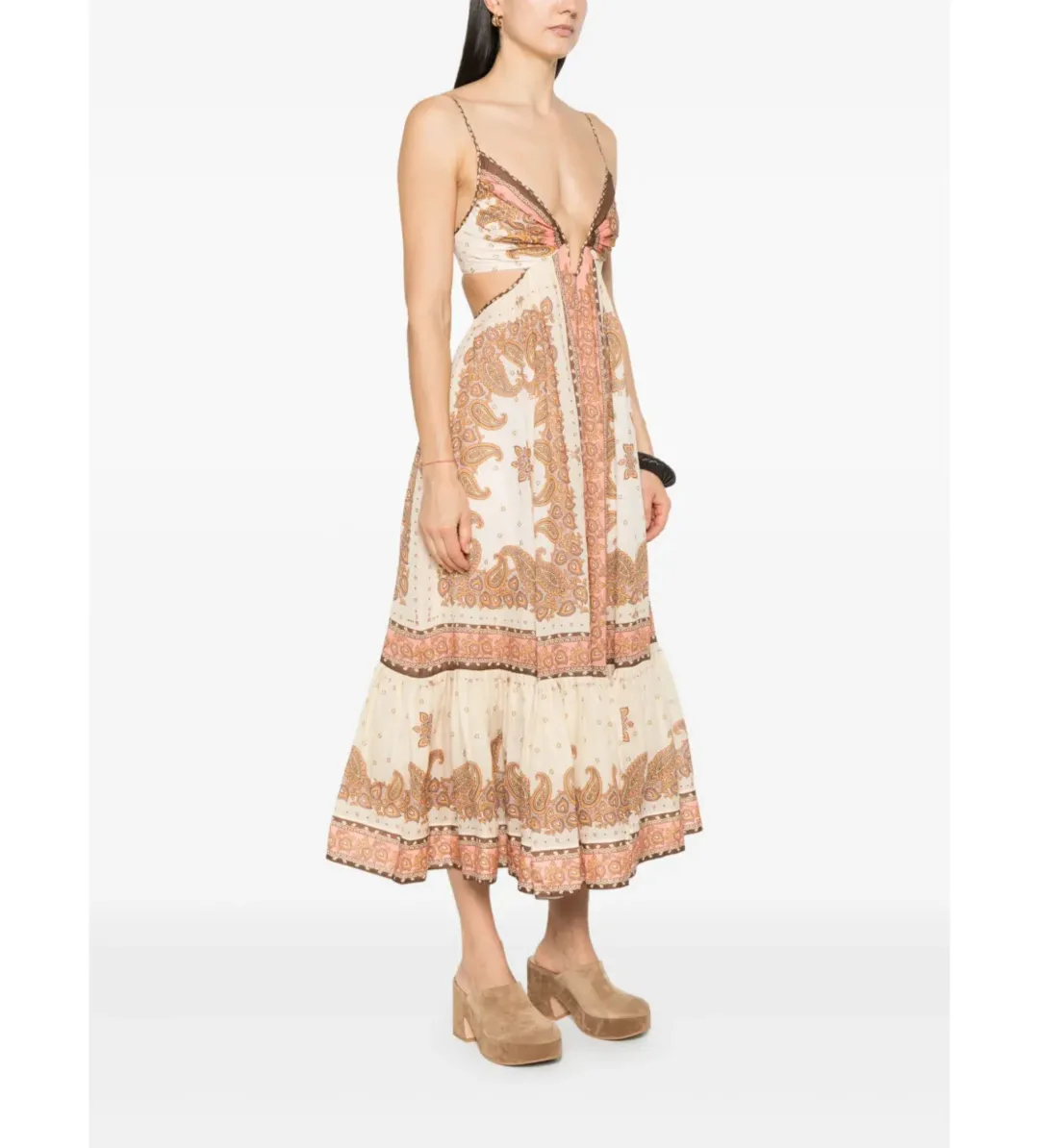 Zimmermann Maxine Plunge Maxi Dress Multi Size 10 for rent on The Volte - main image
