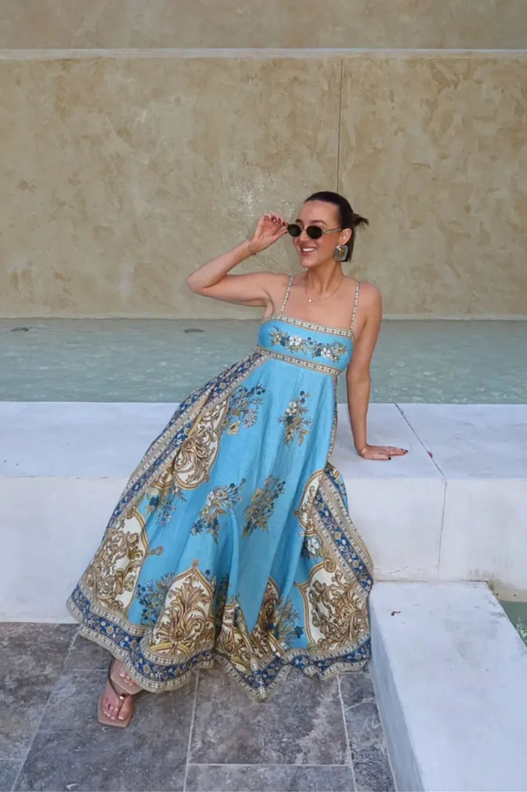 Alemais Cassie Sundress Maxi Dress Print Size 14 for rent on The Volte - main image