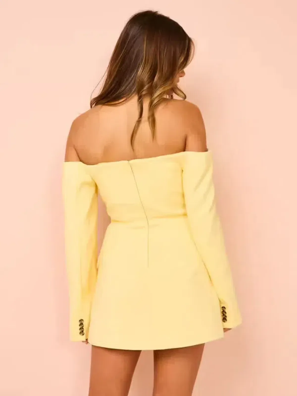 Sir The Label Sandrine Tailored Mini Yellow Dress Size 12 - Image 3