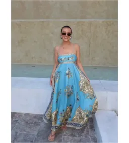 Alemais x La Sirena Exclusive Cassie Midi Sundress Blue Floral Size AU 14 for rent on The Volte - image 1