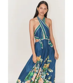 Alemais Lyla Halter Midi Dress Blue Size AU 12 for rent on The Volte - image 2