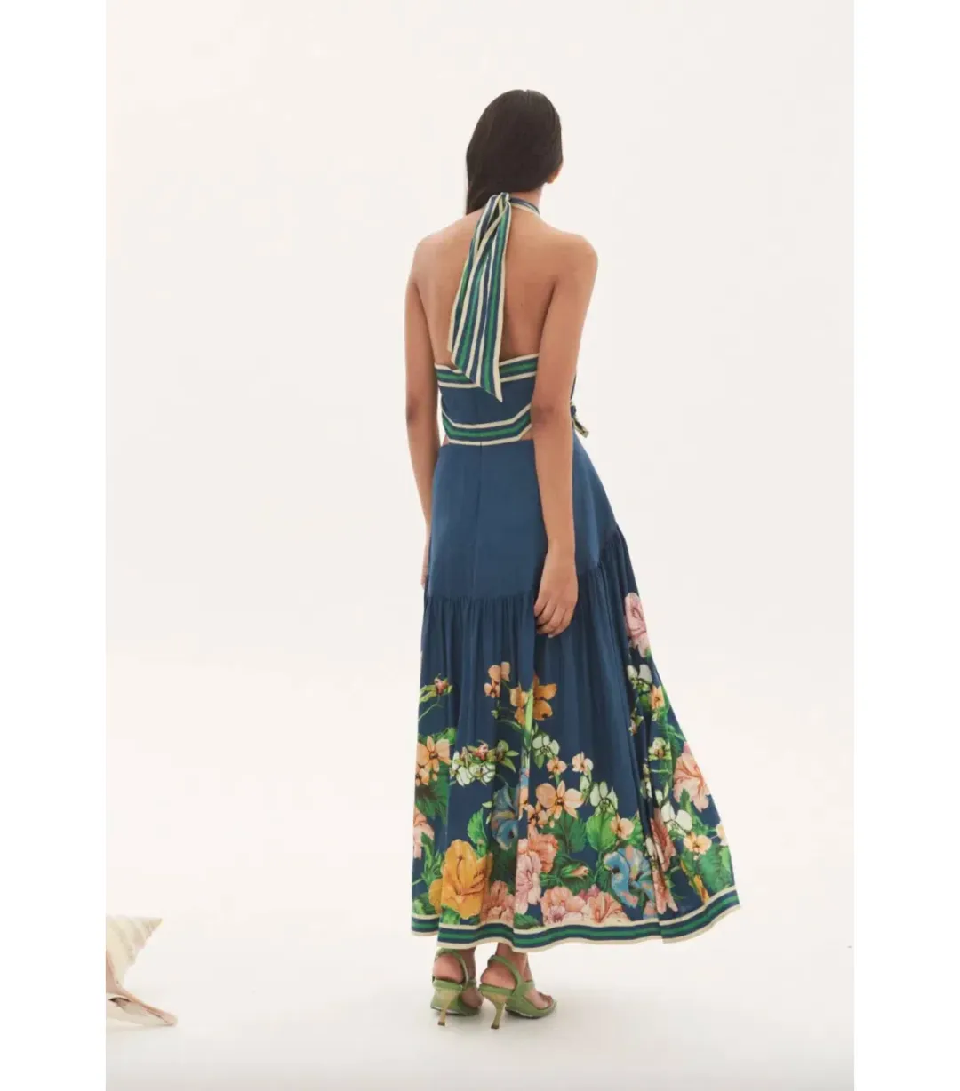 Alemais Lyla Halter Midi Dress Blue Size AU 12 for rent on The Volte - main image