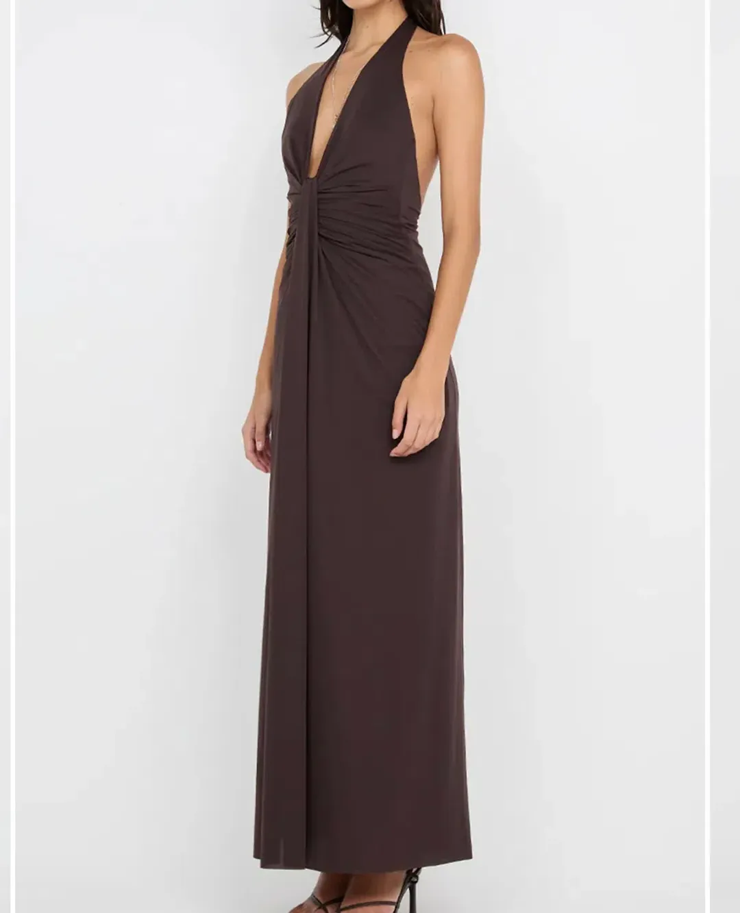 Bec & Bridge Tillie Drape Maxi Dress Brown Size 8 for rent on The Volte - main image