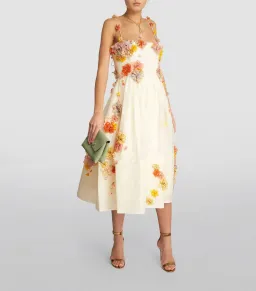 Zimmermann Floral Applique Midi Dress Floral Size 2 / Size AU 12 for rent on The Volte - image 1