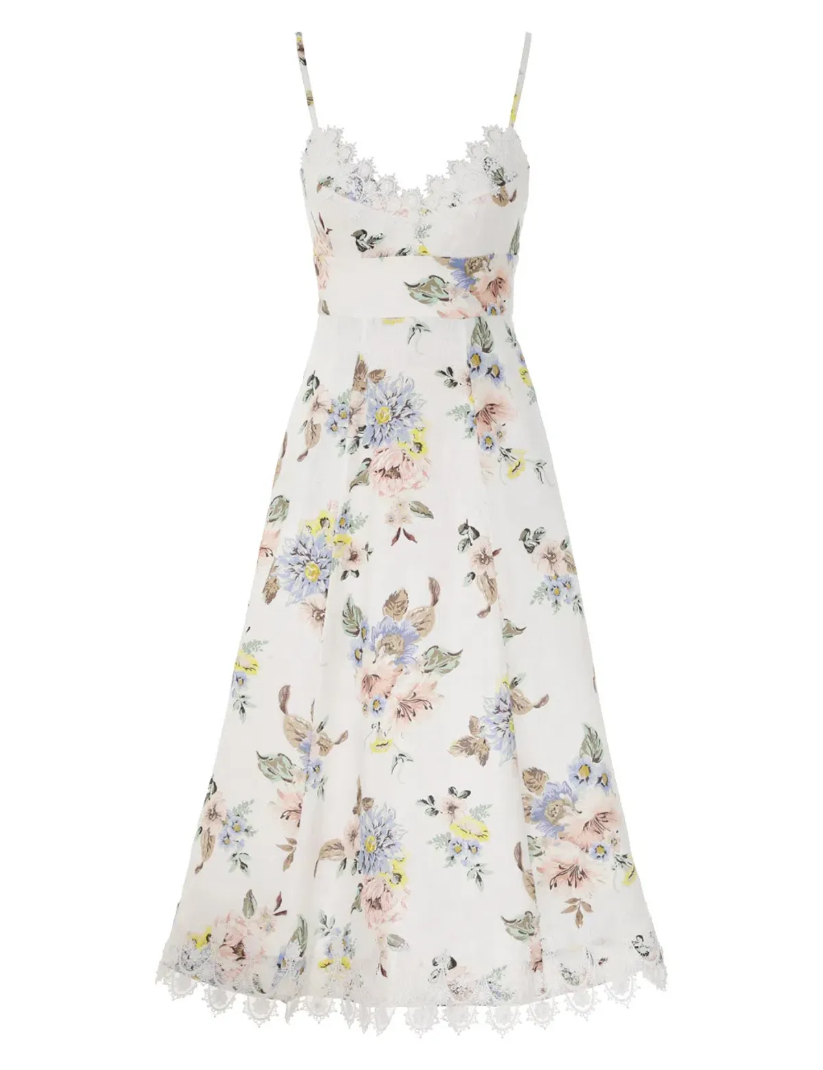 Zimmermann Appliqué Picnic Midi Dress Blue Floral Size 2 / Size Au 12 - Image 1