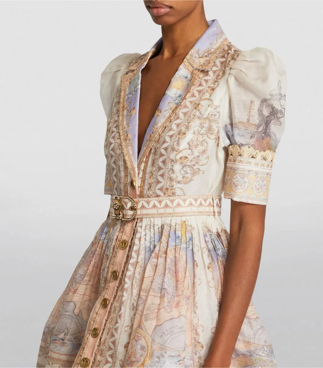Zimmermann High Tide Mini Shirt Dress Odyssey Print Size 2 / AU 12 for rent on The Volte - main image