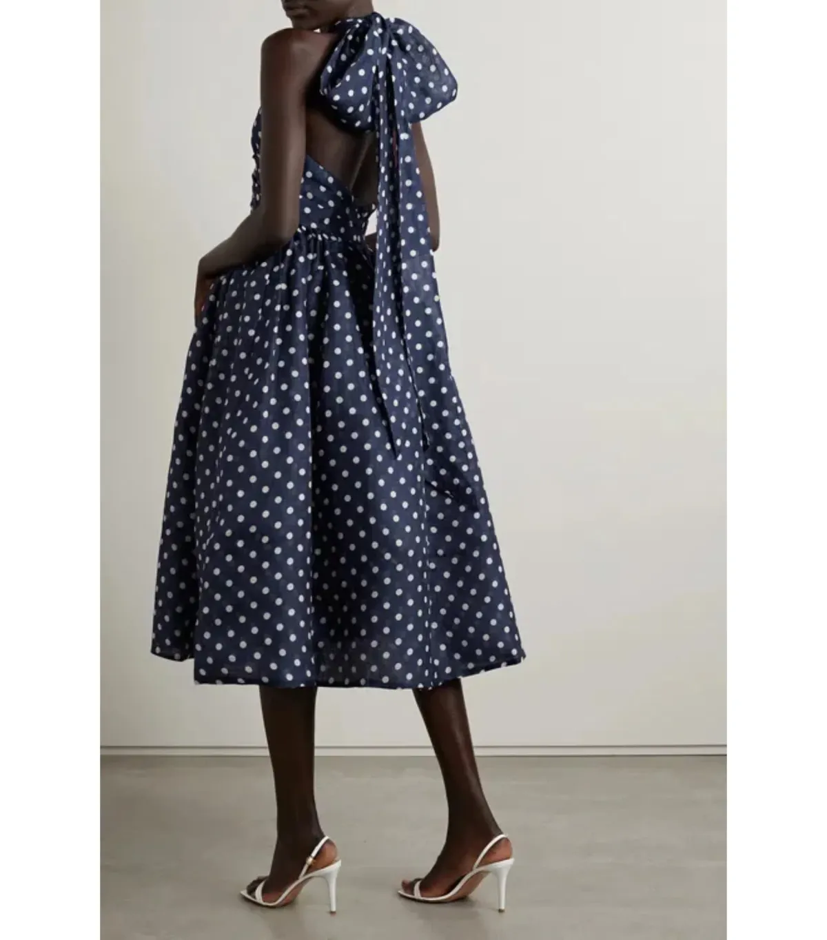 Zimmermann High Tide Halter Midi Dress Navy/Cream Dot Size 3 / AU 12 - 14 - Image 2