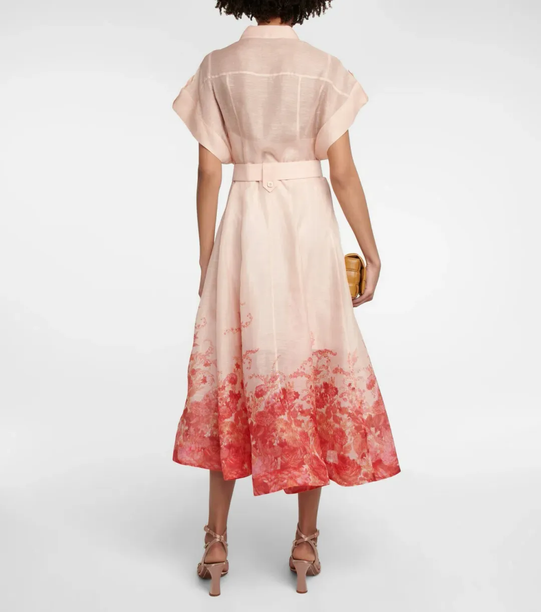 Zimmermann High Tide Midi Shirtdress Pink Ikat Floral Size 2 / AU 12 for rent on The Volte - main image