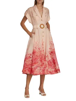 Zimmermann High Tide Midi Shirtdress Pink Ikat Floral Size 2 / AU 12 for rent on The Volte - image 1
